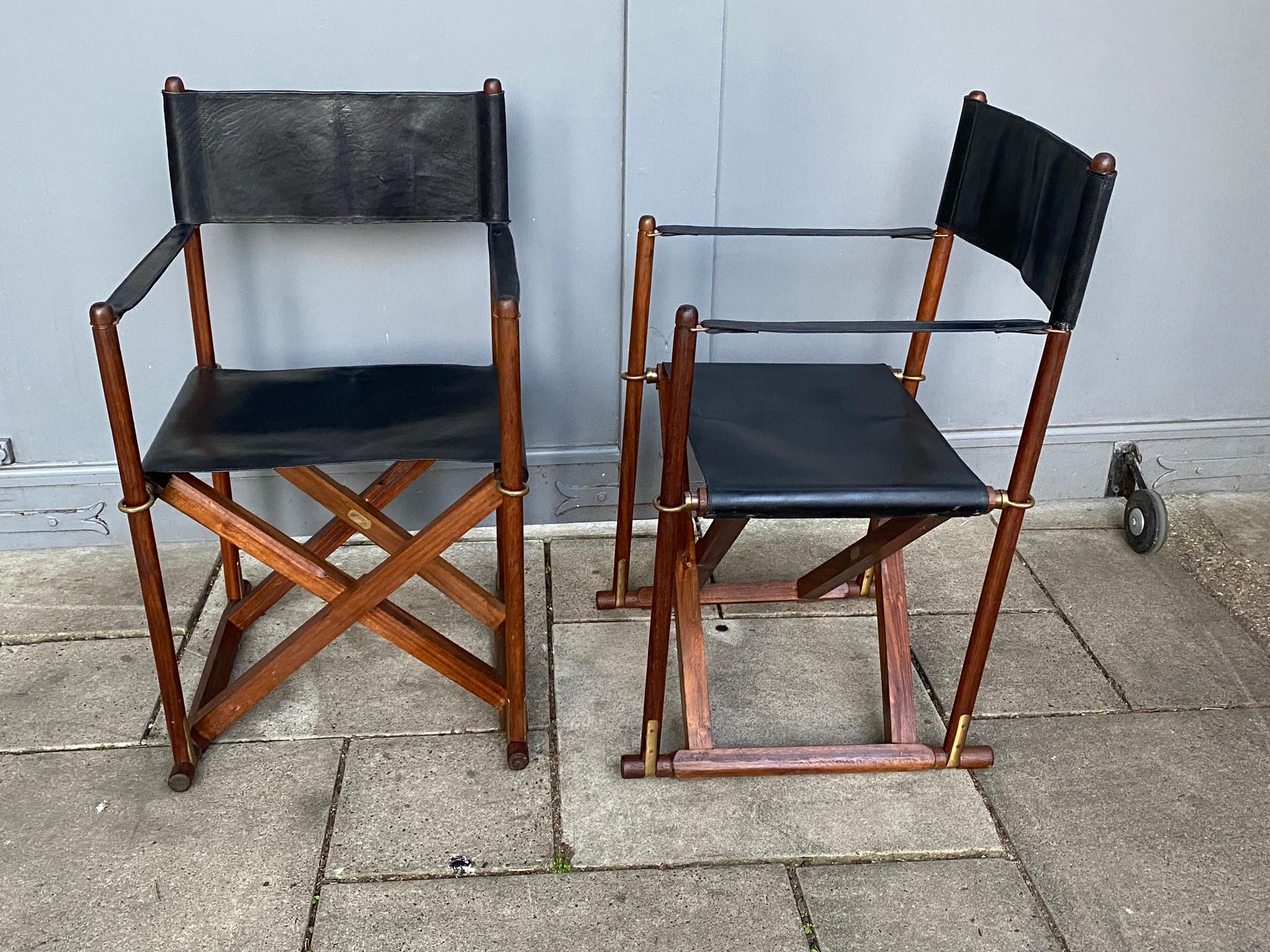 20th Century Pair of MCM Mogens Koch ‘Mk-16’ Safari Chairs, Folding Directors, Danish, 1970s