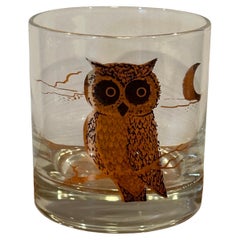 Pair of MCM Owl Motif Double Old Fashion Glasses by Couroc