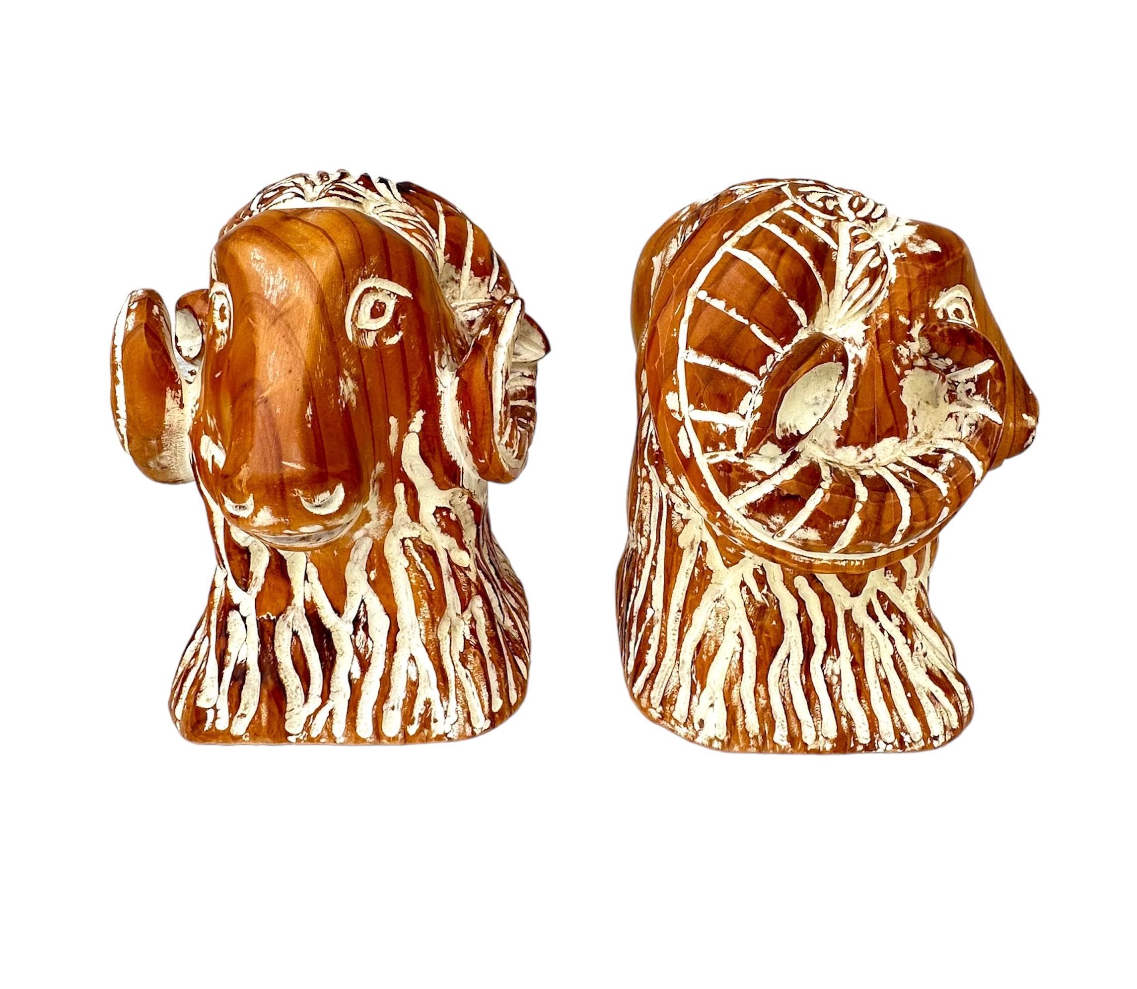 Spanish Pair of MCM Ram Bookends For Sale