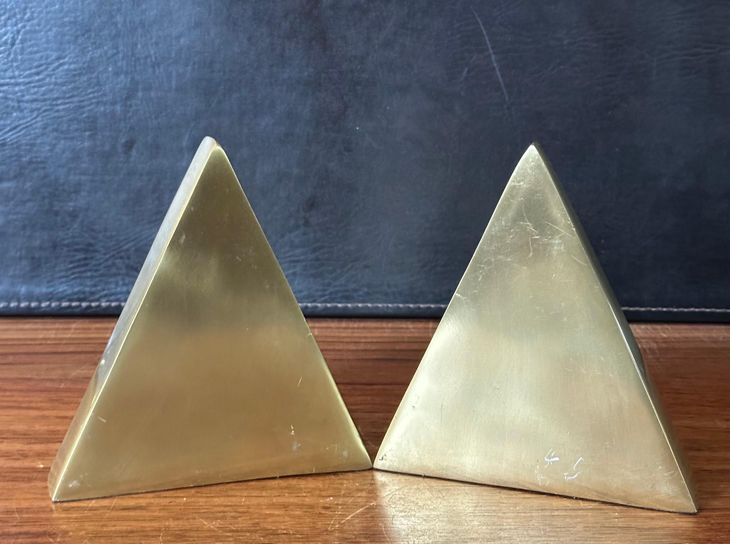 Pair of MCM Sculptural Brass Bookends in the style of William Macowski For Sale 9