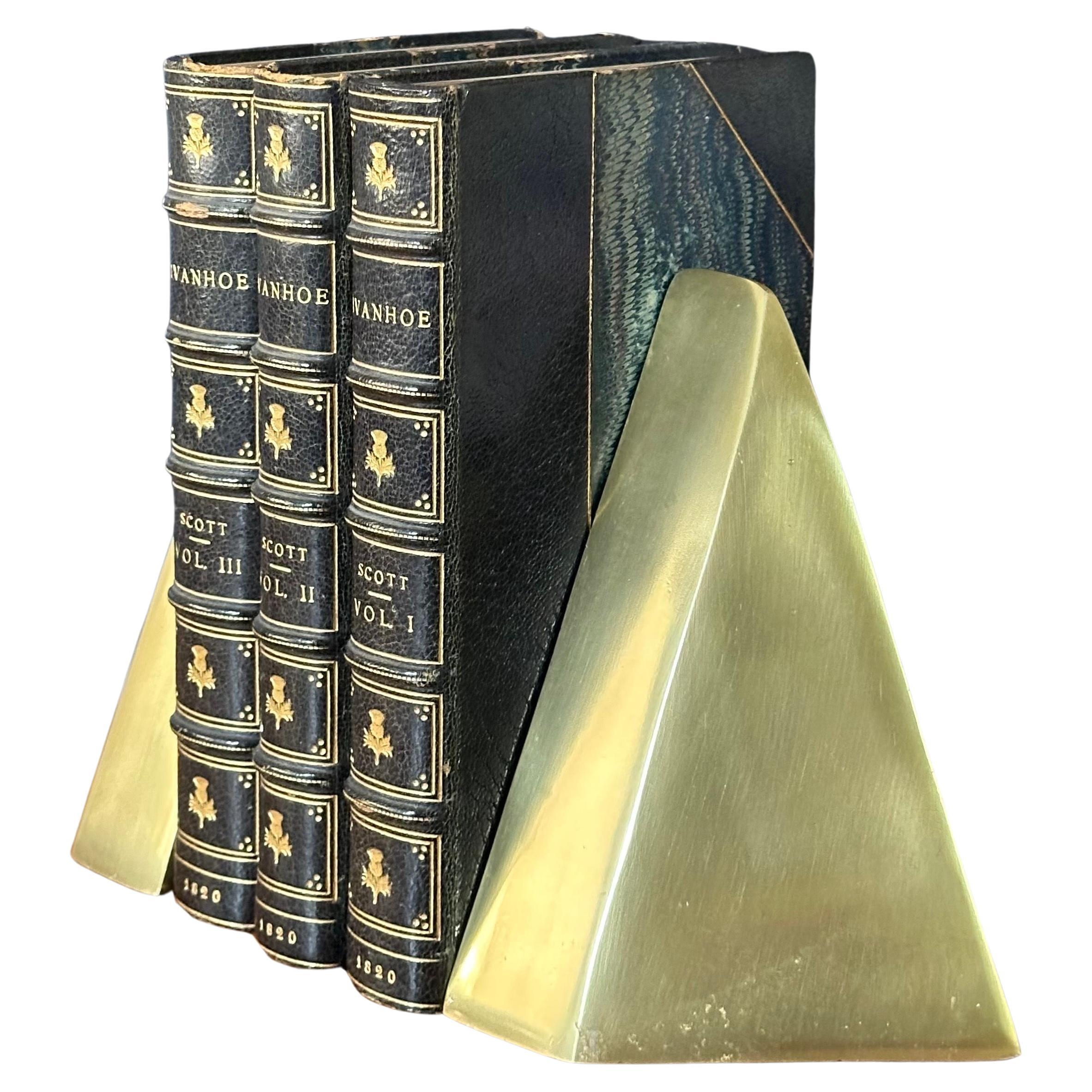 Pair of MCM Sculptural Brass Bookends in the style of William Macowski For Sale 11