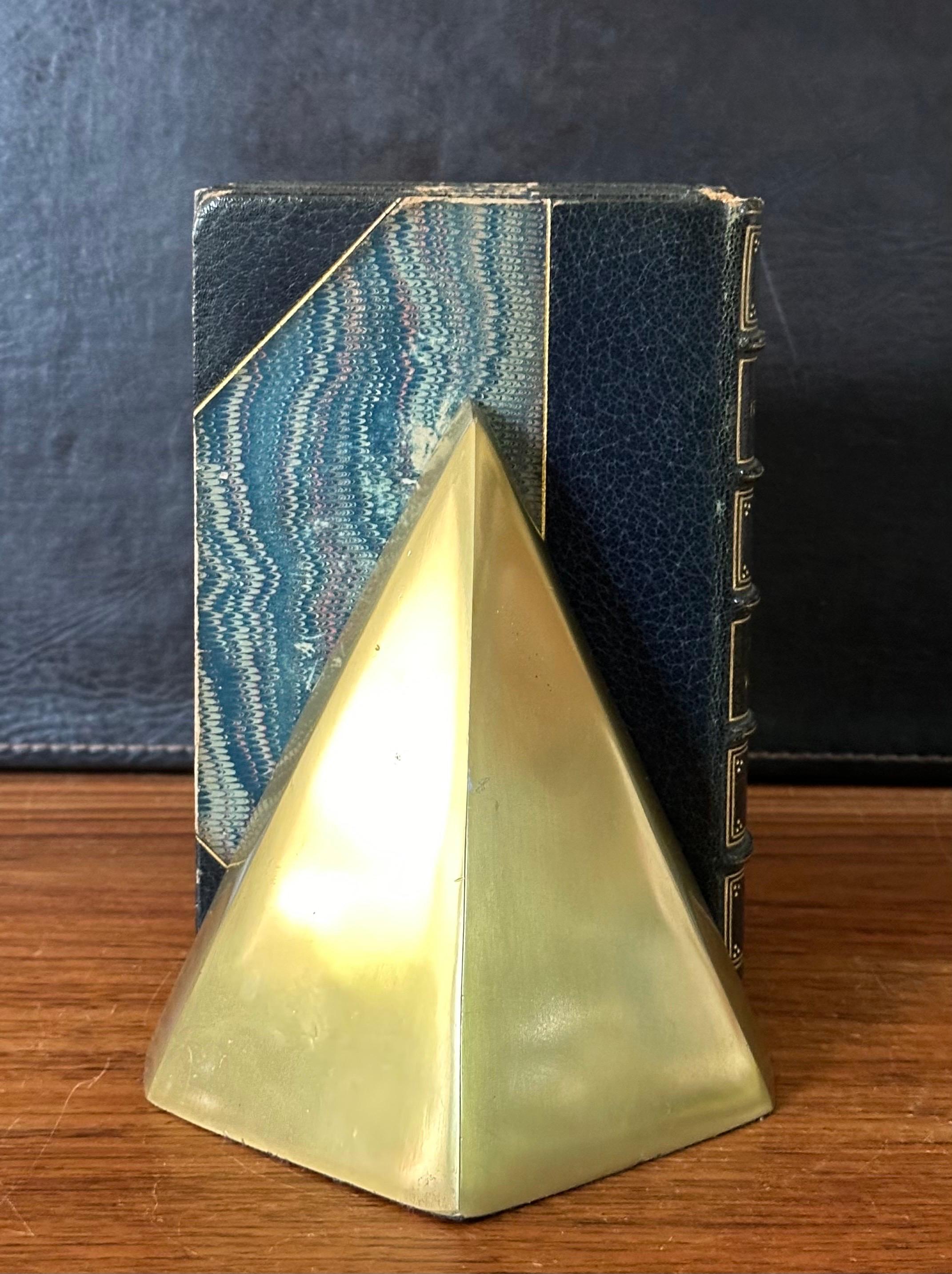 Pair of MCM Sculptural Brass Bookends in the style of William Macowski For Sale 3