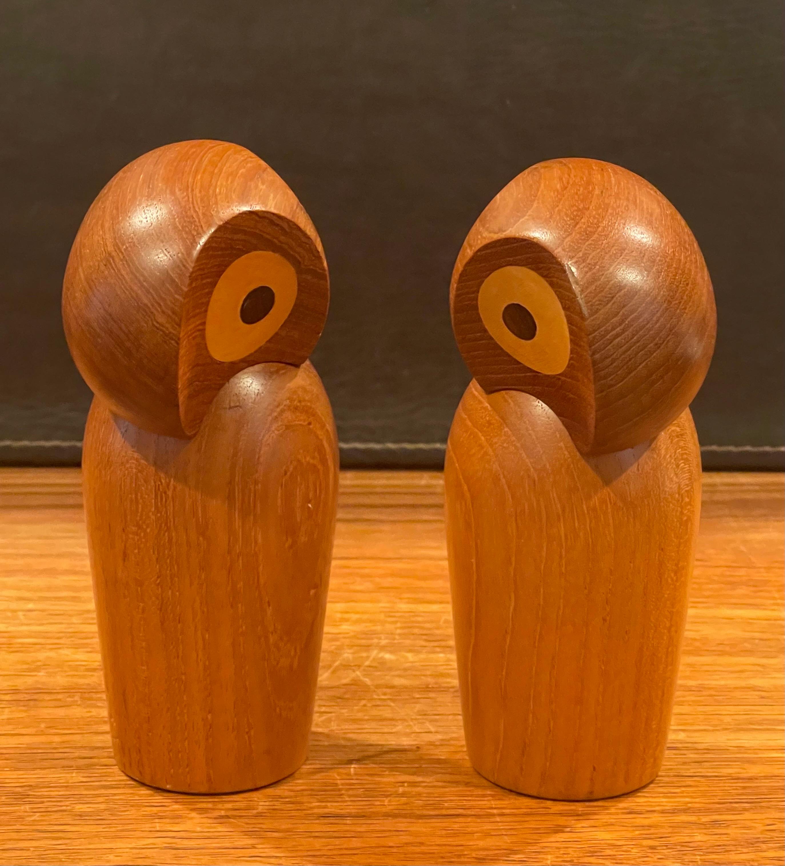 Mid-Century Modern Pair of MCM Teak Owl Sculptures by Skjode Skjern  For Sale