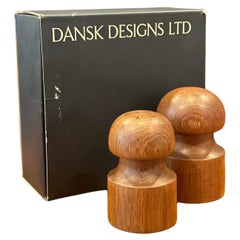 Pair of MCM Teak Salt and Pepper Shakers with Box by Jens Quistgaard for Dansk