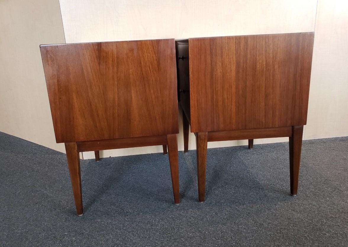Pair of MCM Walnut Double Drawer Nightstands by American of Martinsville 1