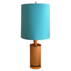 Pair of MCM Woven Rattan Table Lamps