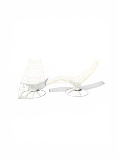 Pair of MCM Wrought Iron Siesta Chaise Loungers Attributed to Homecrest