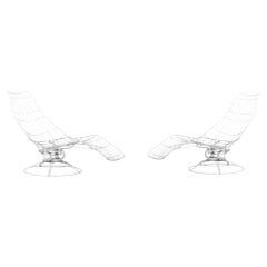 Pair of MCM Wrought Iron Siesta Chaise Loungers Attributed to Homecrest