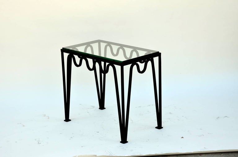 Contemporary Pair of 'Méandre' Blackened Steel and Glass Side Tables by Design Frères For Sale