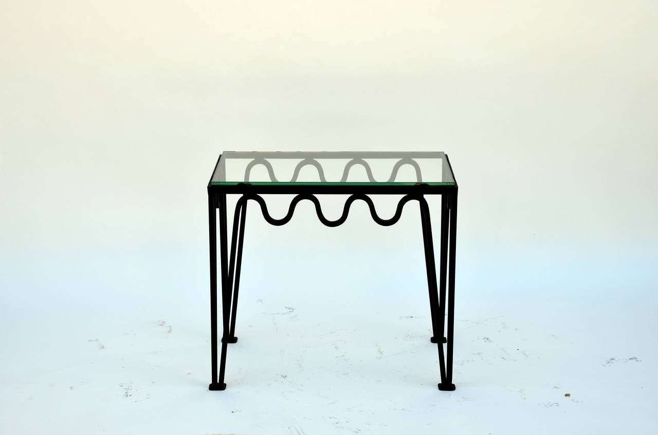 Pair of 'Méandre' Blackened Steel and Glass Side Tables by Design Frères For Sale 1