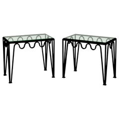 Pair of 'Méandre' Blackened Steel and Glass Side Tables by Design Frères