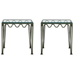 Pair of 'Méandre' Verdigris and Glass Nightstands by Design Frères