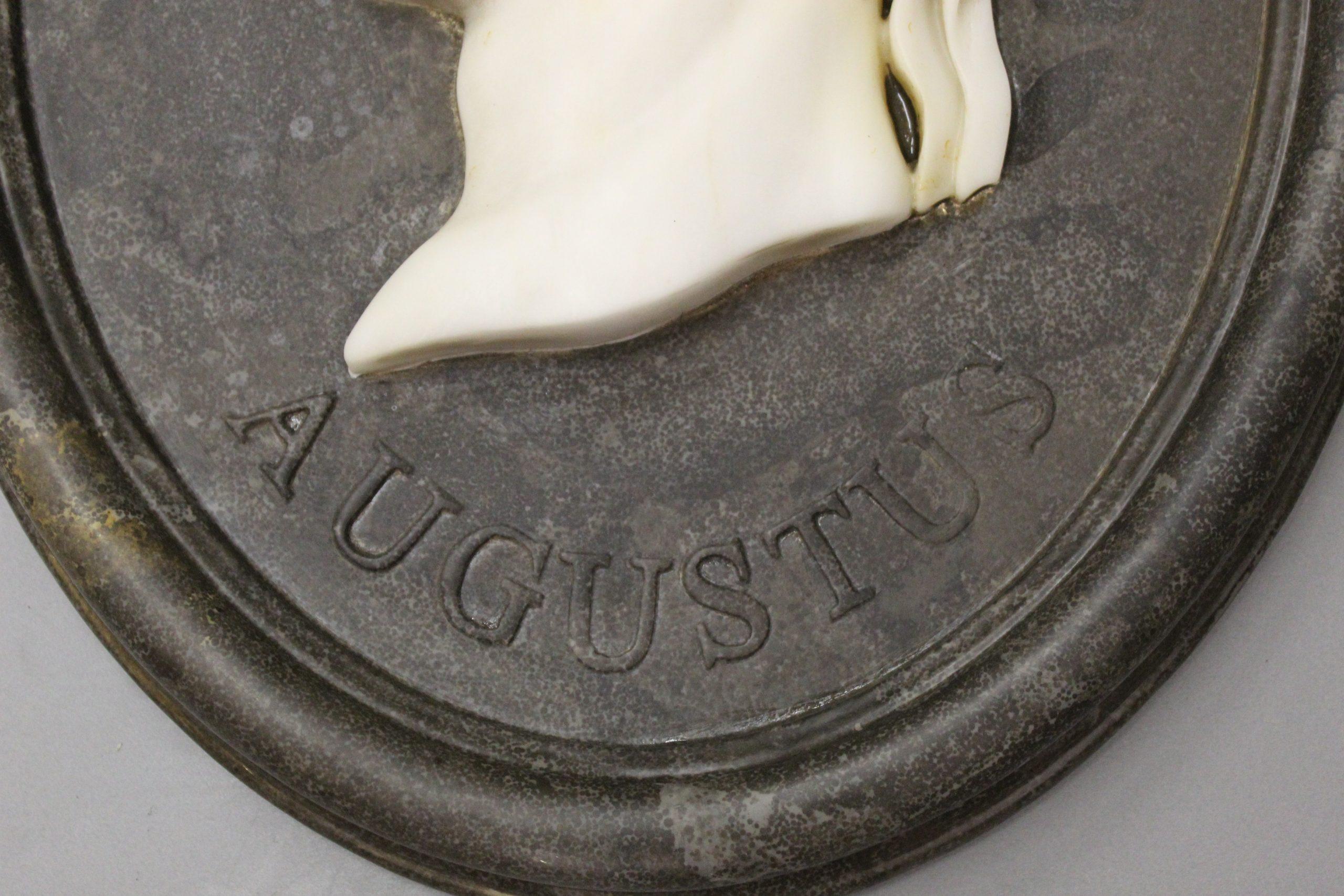 Late 20th Century Pair of Medallions, Marble Sculpture, with Emperor Head