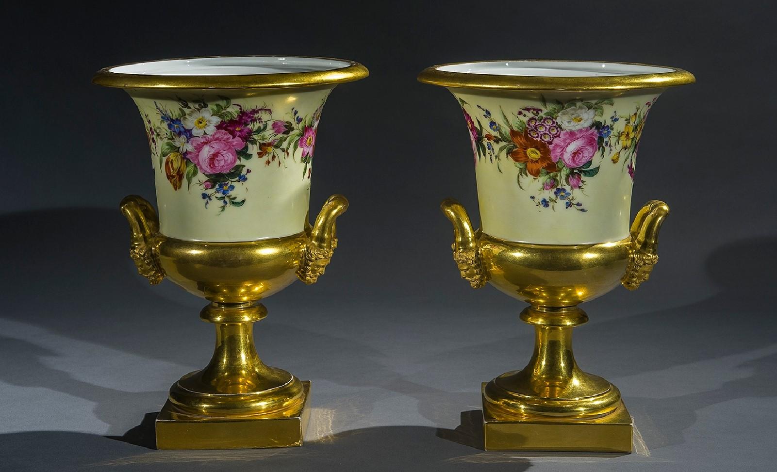 Attributed to Schoelcher, Paris, France, circa 1830.
Porcelain, painted and gilded.
16 1/4 in. high, 9 1/2 in. wide, 9 1/2 in. deep.

Ex Coll.: by repute, Joseph Bonaparte, “Point Breeze,” Bordentown, New Jersey; Mrs. Harry Horton Benkard, Oyster