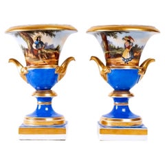 Antique Pair of Medici Porcelain Vases, 19th Century, Napoleon III.