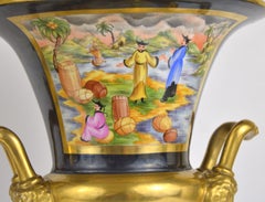 Pair of Medici Porcelain Vases Chinoiserie Style Decoration