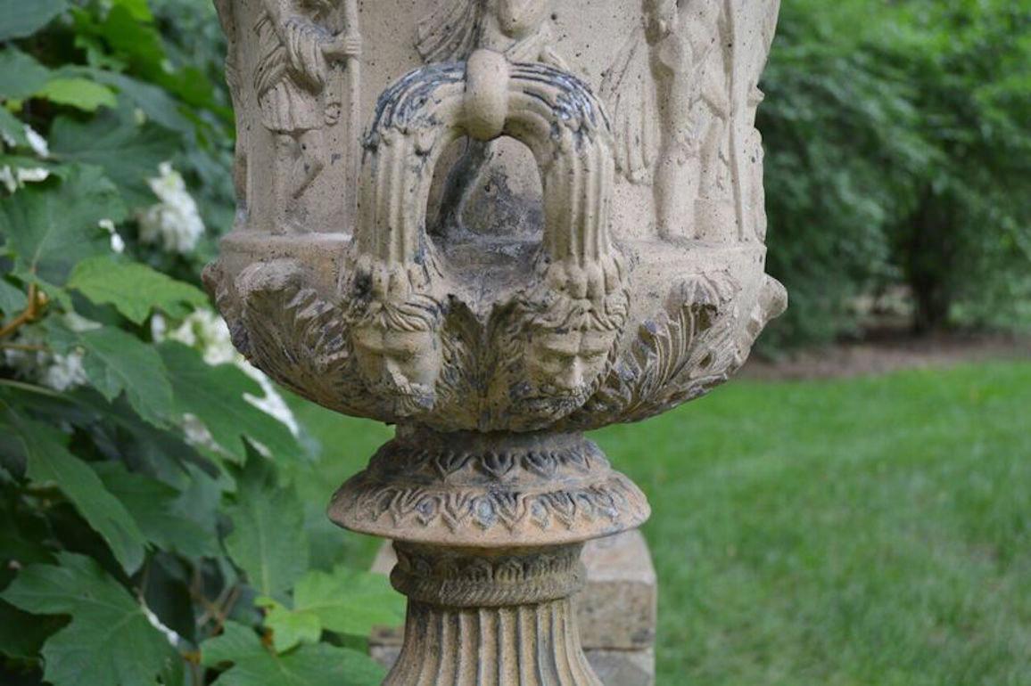 Cast Pair of Medici style Stoneware Urns