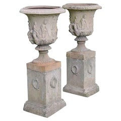Pair of Medici style Stoneware Urns