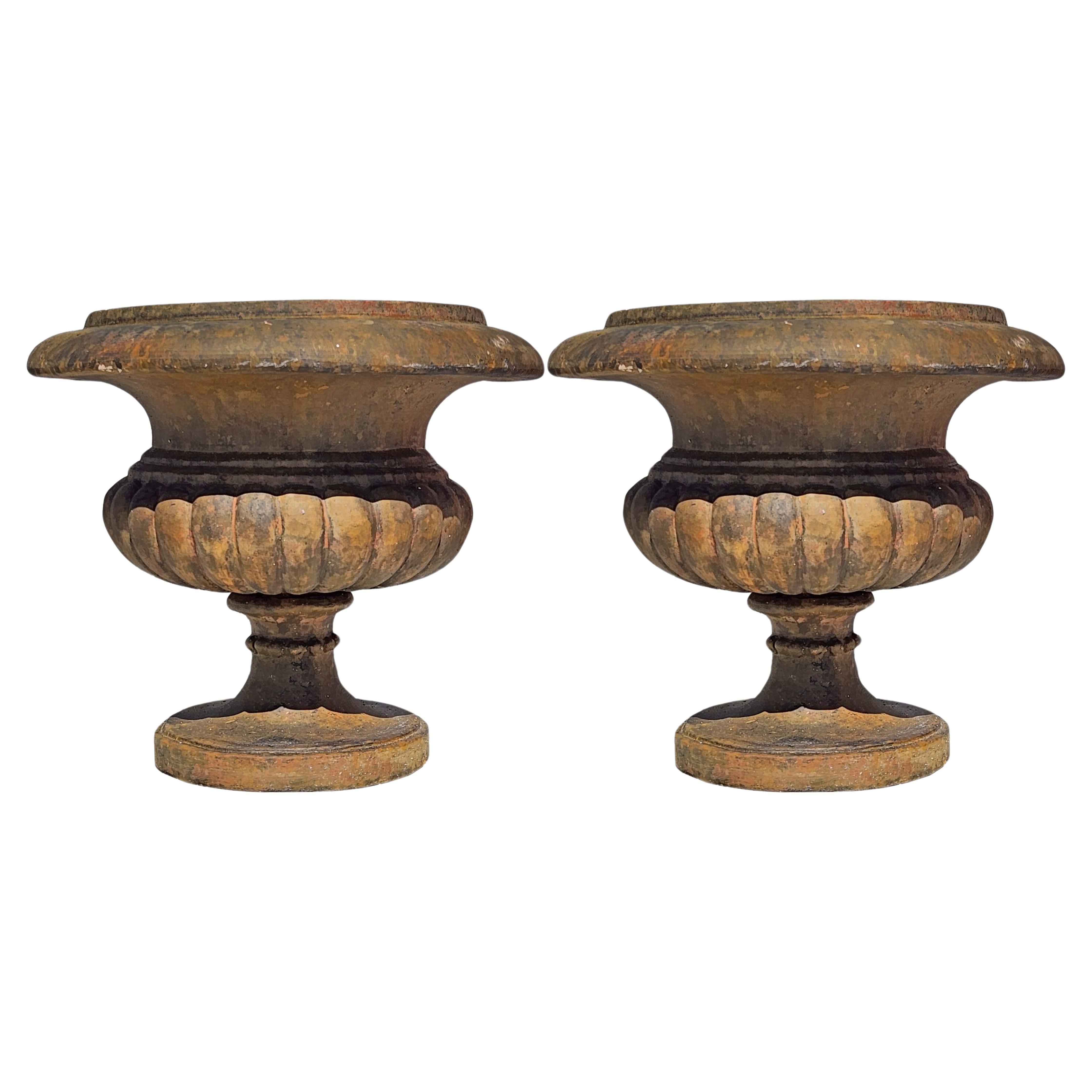 PAIR OF MEDICI TERRACOTTA GOBLETS FROM IMPRUNETA 20th Century For Sale