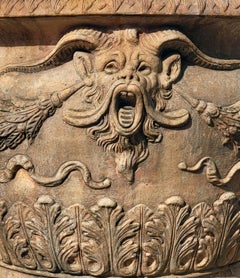 PAIR OF MEDICI VASE IN FLORENTINE TERRACOTTA WITH SATYRS 21th Century