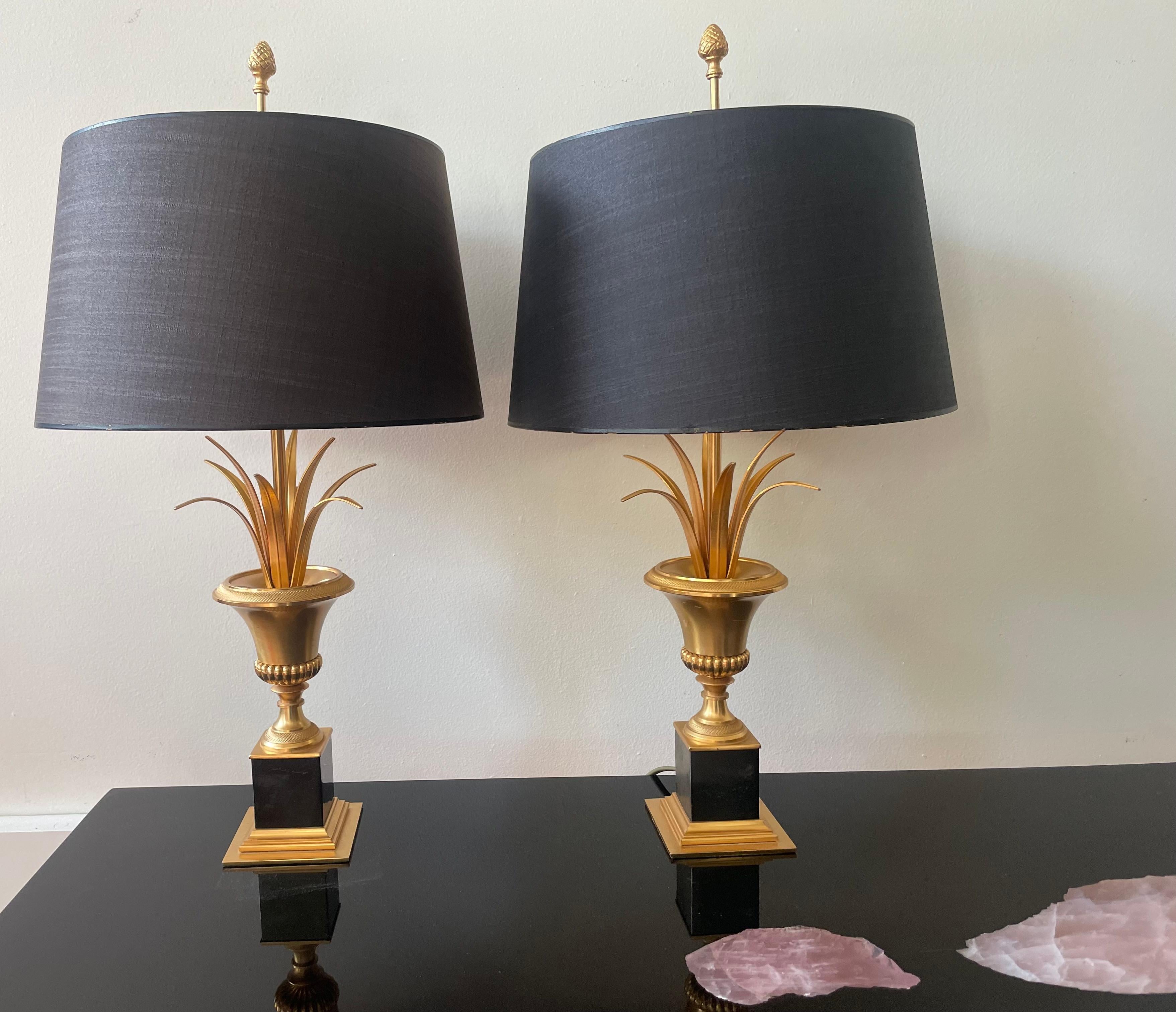 Pair of Medicis Brass Tables Lamps Attributed to Maison Charles, France 1960; For Sale 2