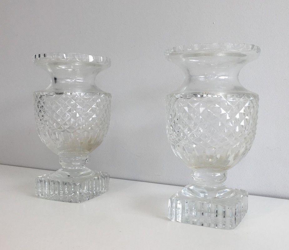 Neoclassical Pair of Medicis Style Crystal Vases For Sale