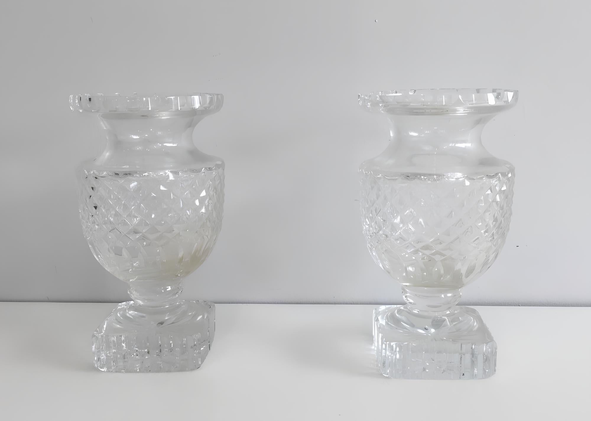 Pair of Medicis Style Crystal Vases For Sale 1