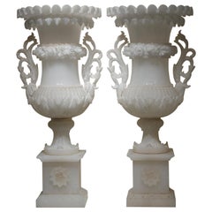 Pair of Medicis Vases in Alabaster, circa 1880