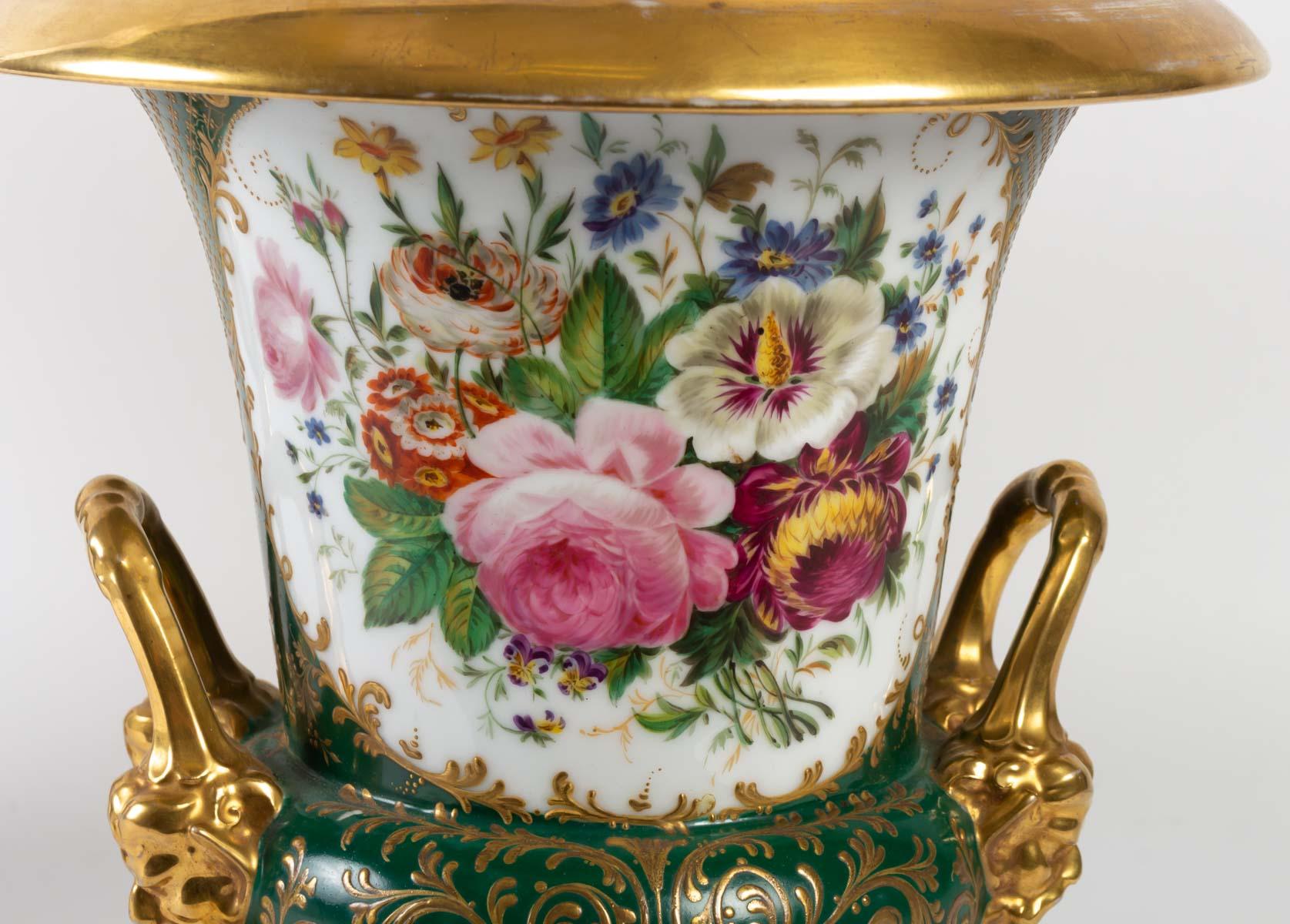 Empire Pair of Medicis Vases in Porcelain