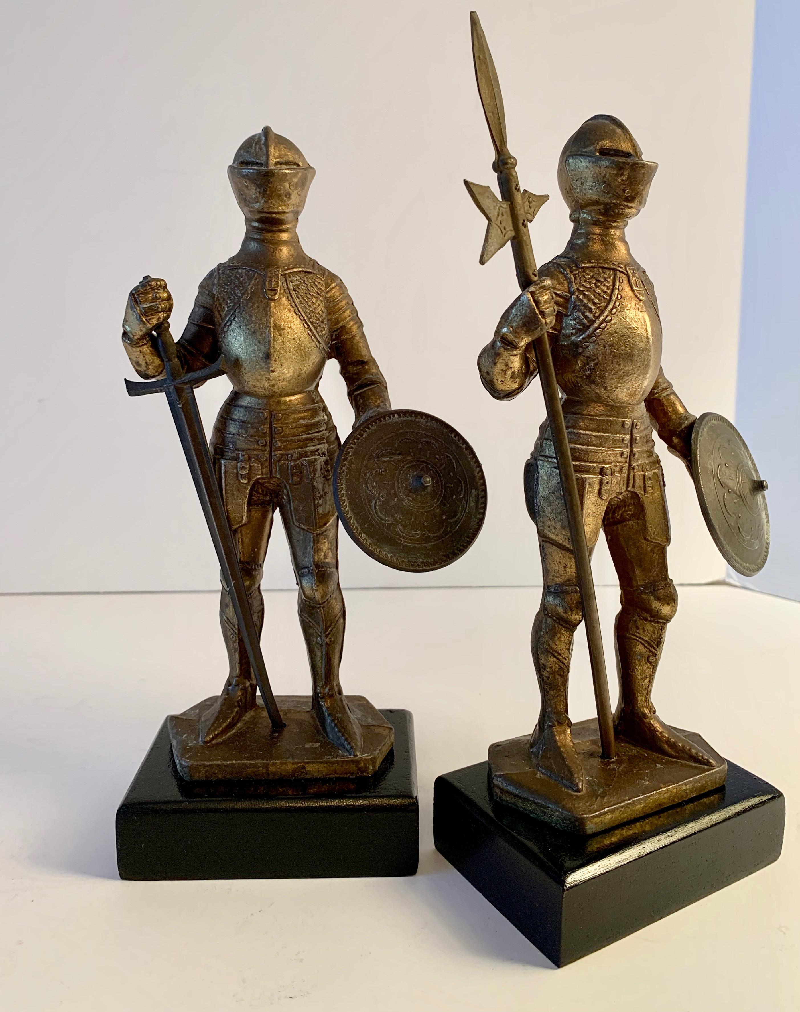 Metal Pair of Medieval Knight Bookends