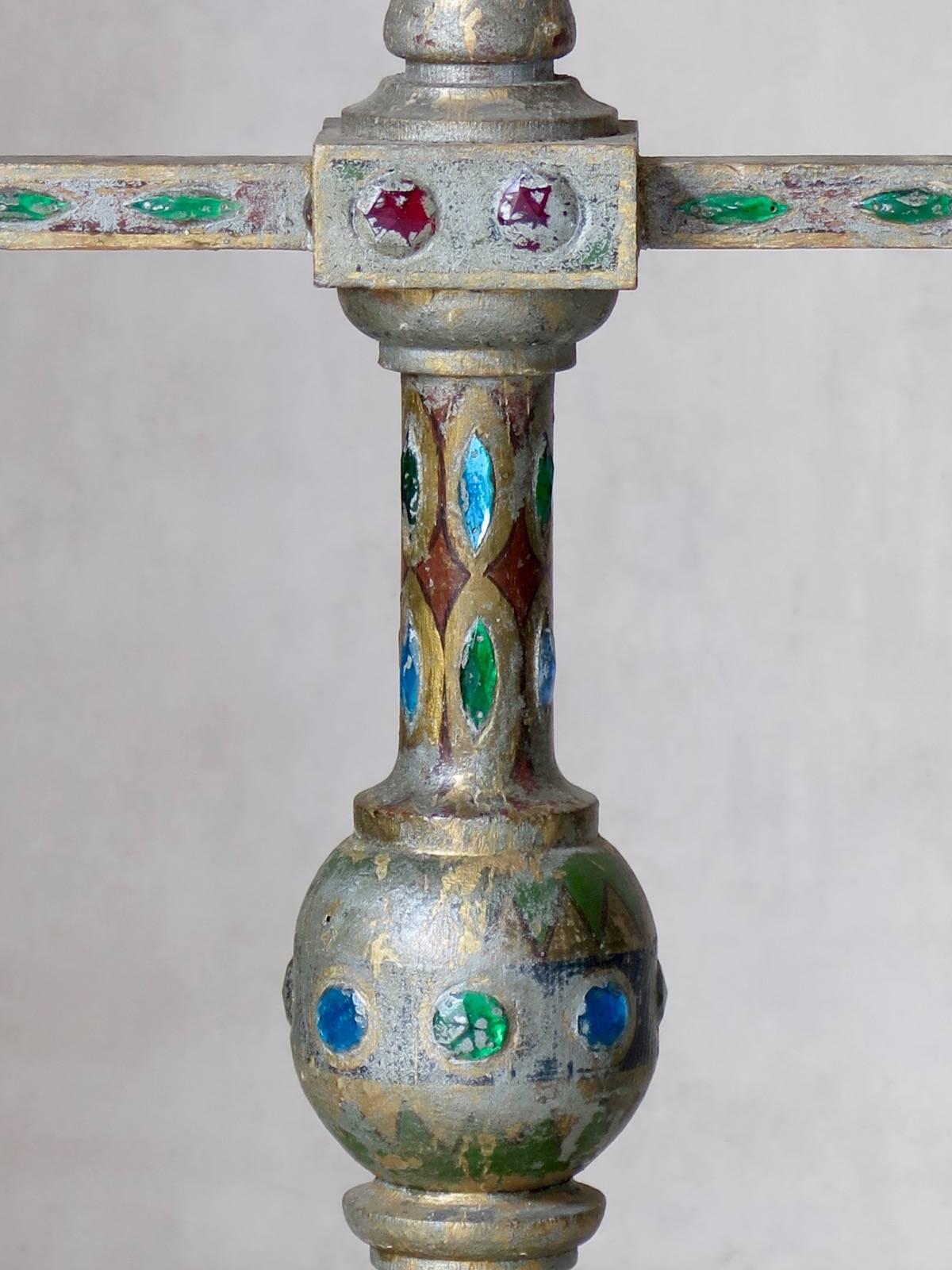 Pair of Medieval Style Jeweled Lamps, France, circa 1930s For Sale 1