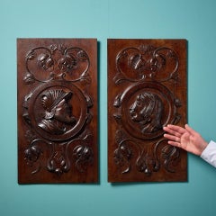 Pair of Medieval Style Oak Wall Panels