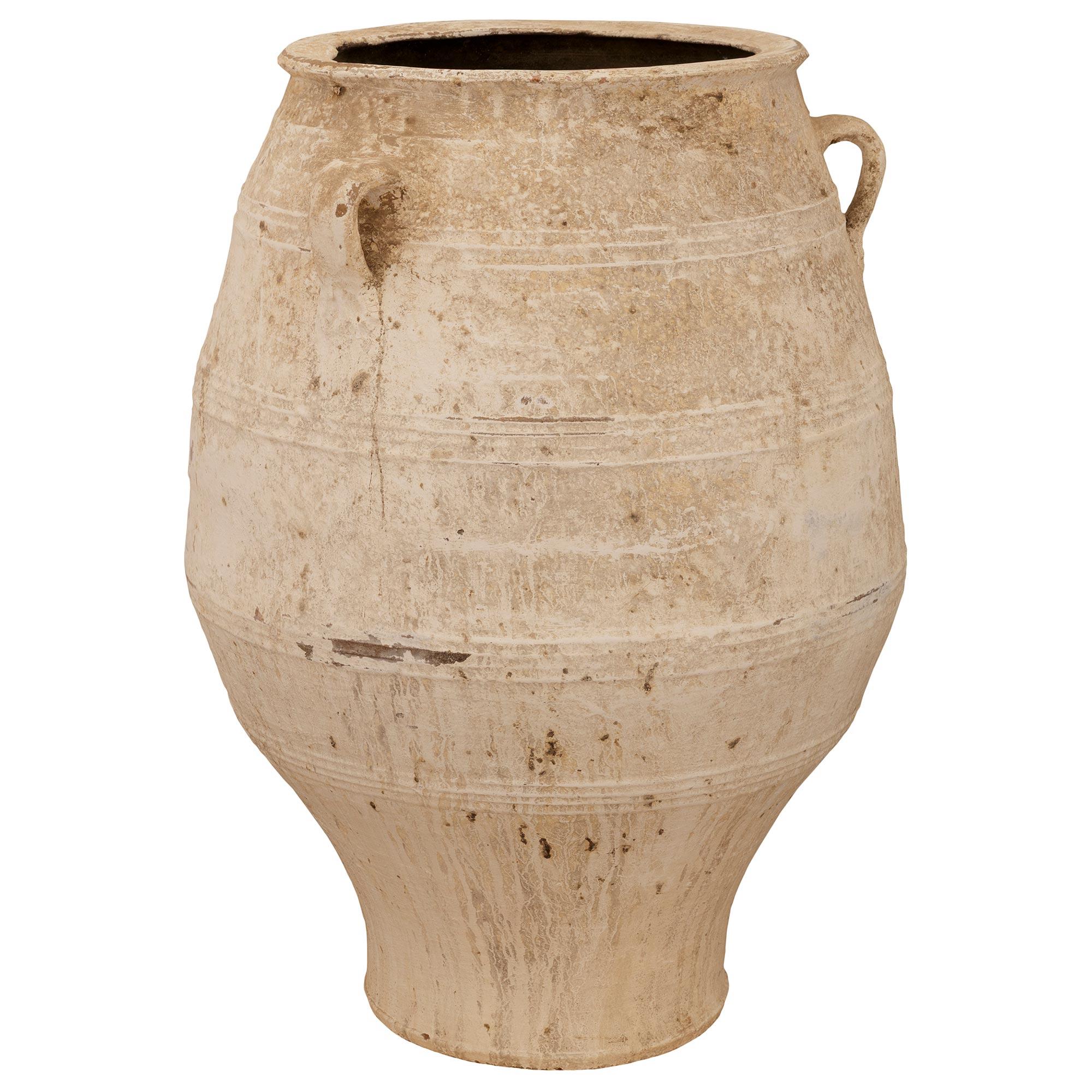 Italian pair of Mediterranean 19th century patinated Terra Cotta olive jars For Sale