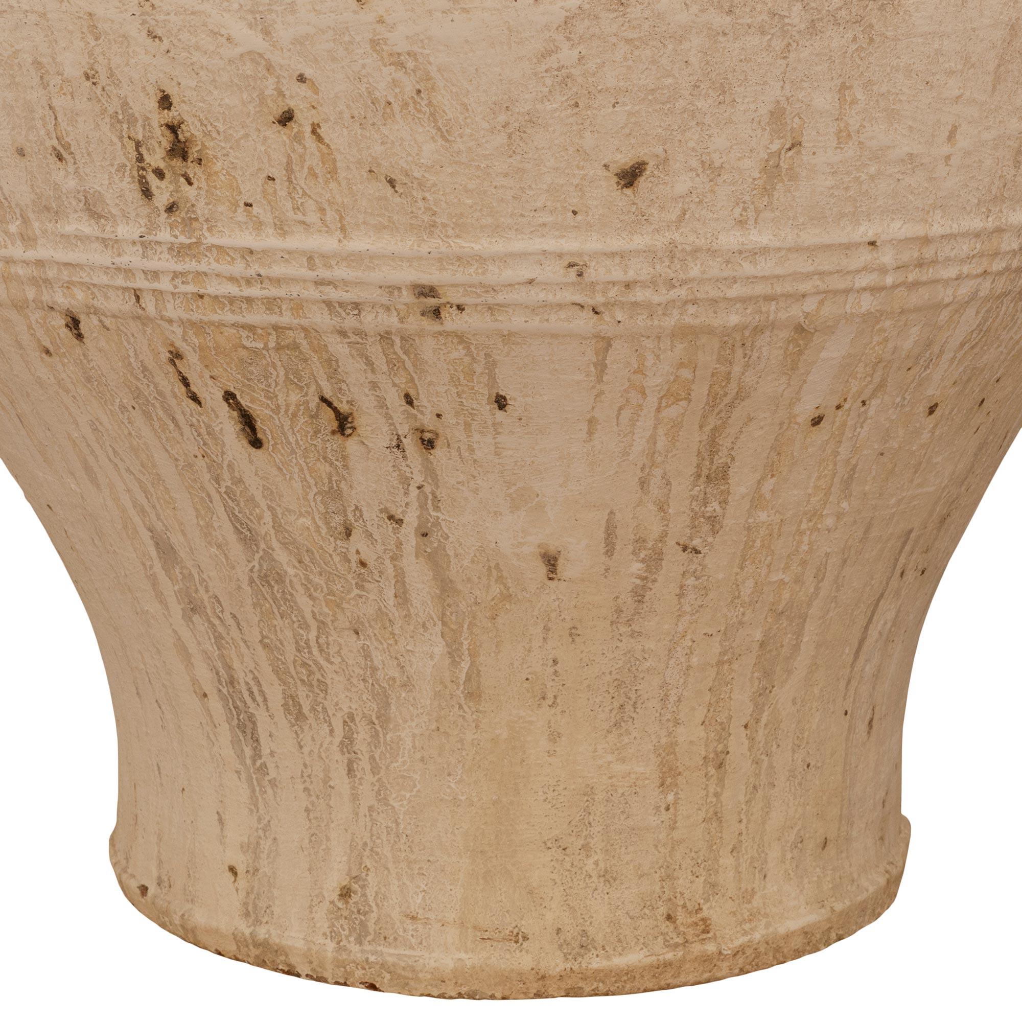 pair of Mediterranean 19th century patinated Terra Cotta olive jars For Sale 1