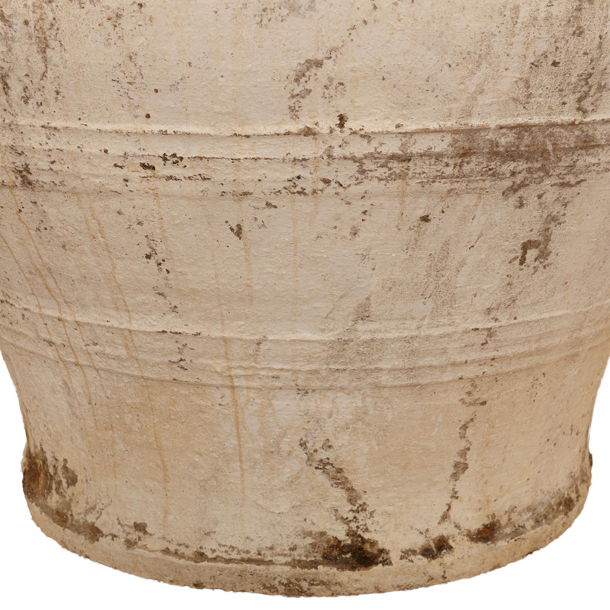 pair of Mediterranean 19th century patinated Terra Cotta olive jars For Sale 1