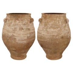 pair of Mediterranean 19th century patinated Terra Cotta olive jars