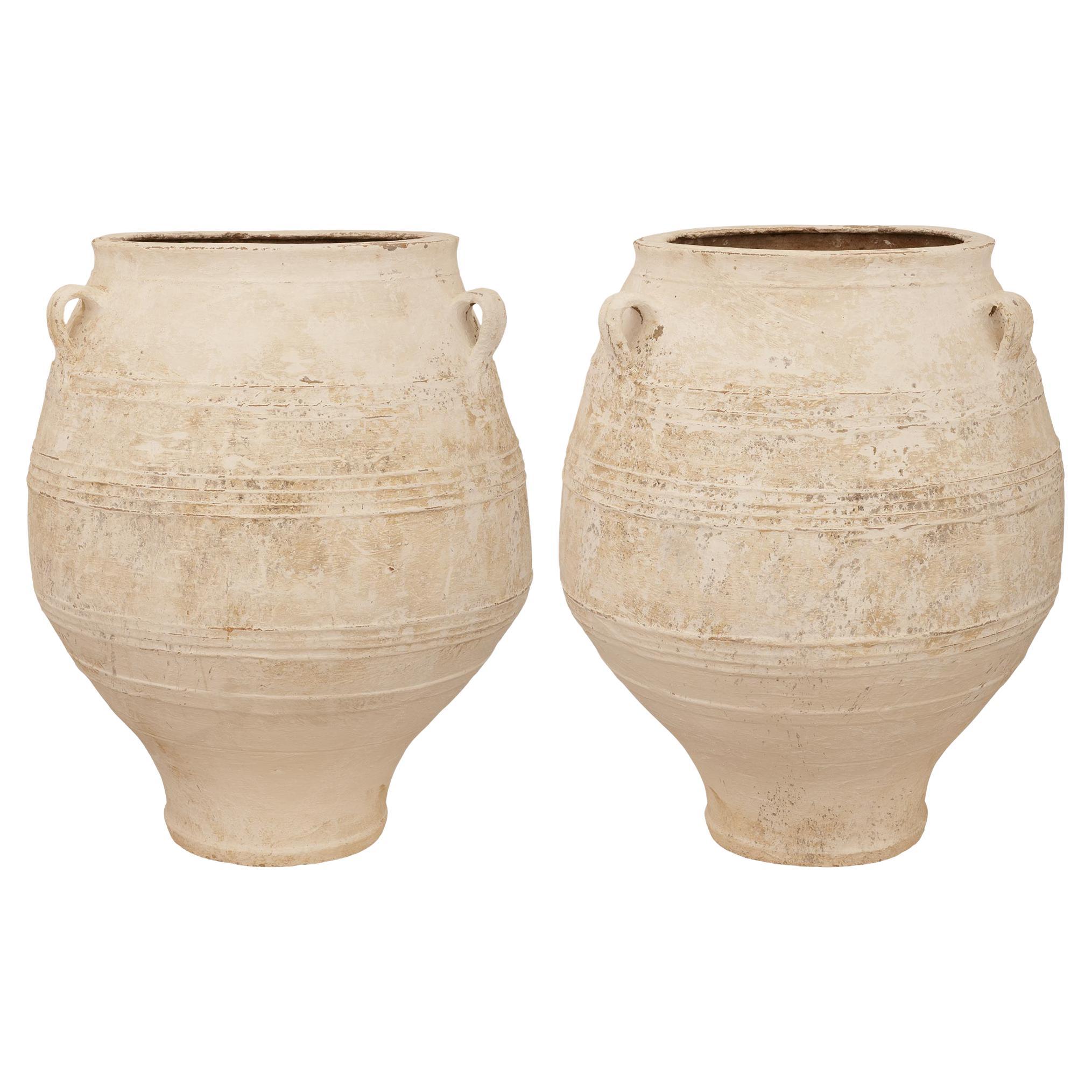 coppia di vasi da olive in terracotta patinata del XIX secolo, di provenienza mediterranea