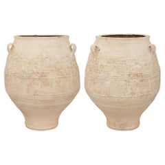 pair of Mediterranean 19th century patinated Terra Cotta olive jars