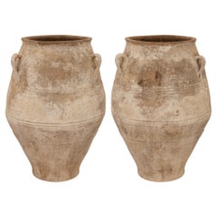 pair of Mediterranean 19th century patinated Terra Cotta olive jars
