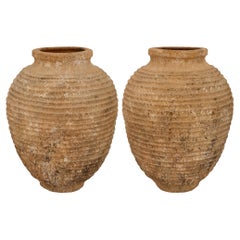 pair of Mediterranean 19th century Terra Cotta olive jars