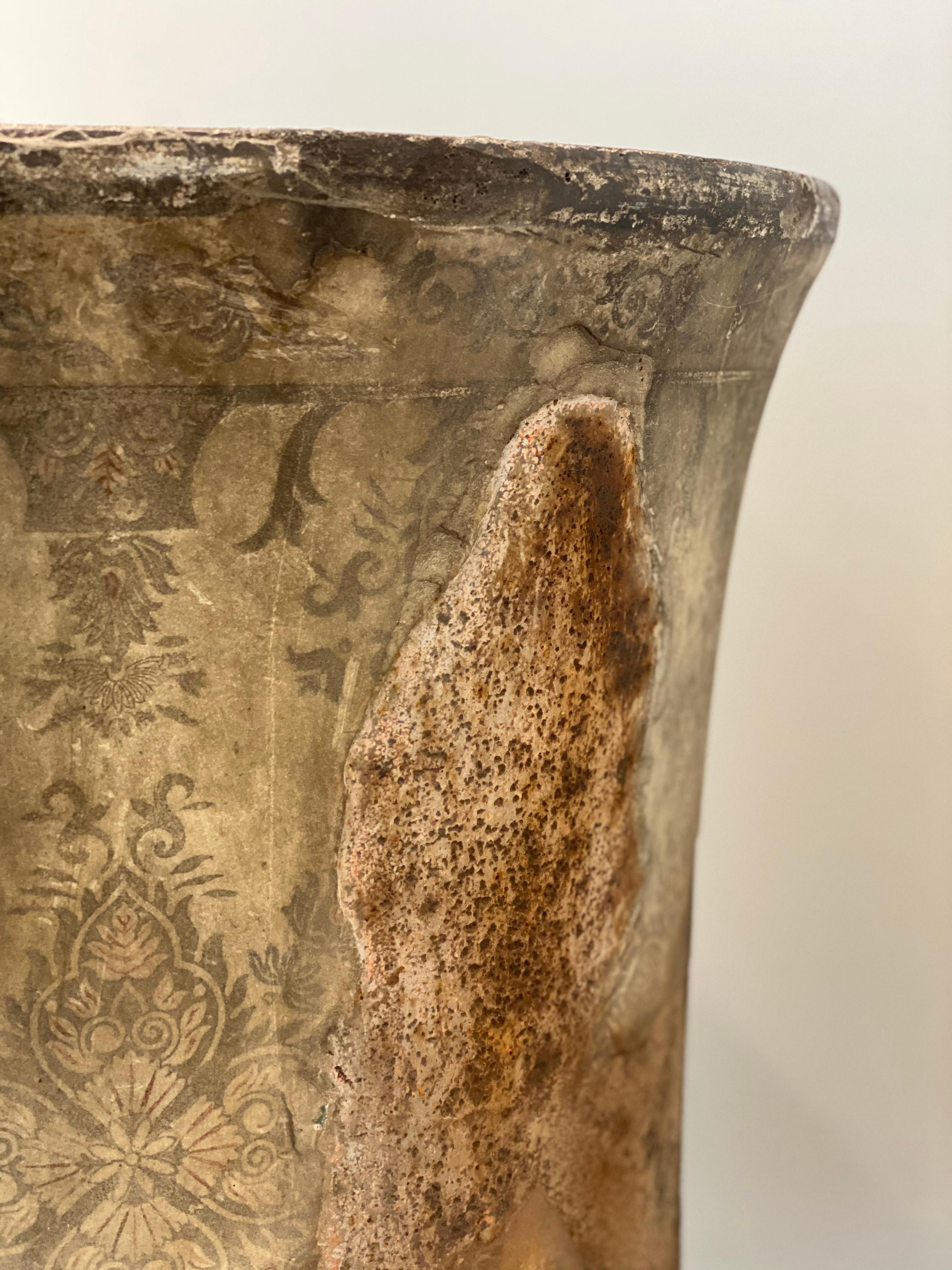 French Pair of Medium Cast Iron Jardinières de Rouen with Lions' Paw Feet (Urns)