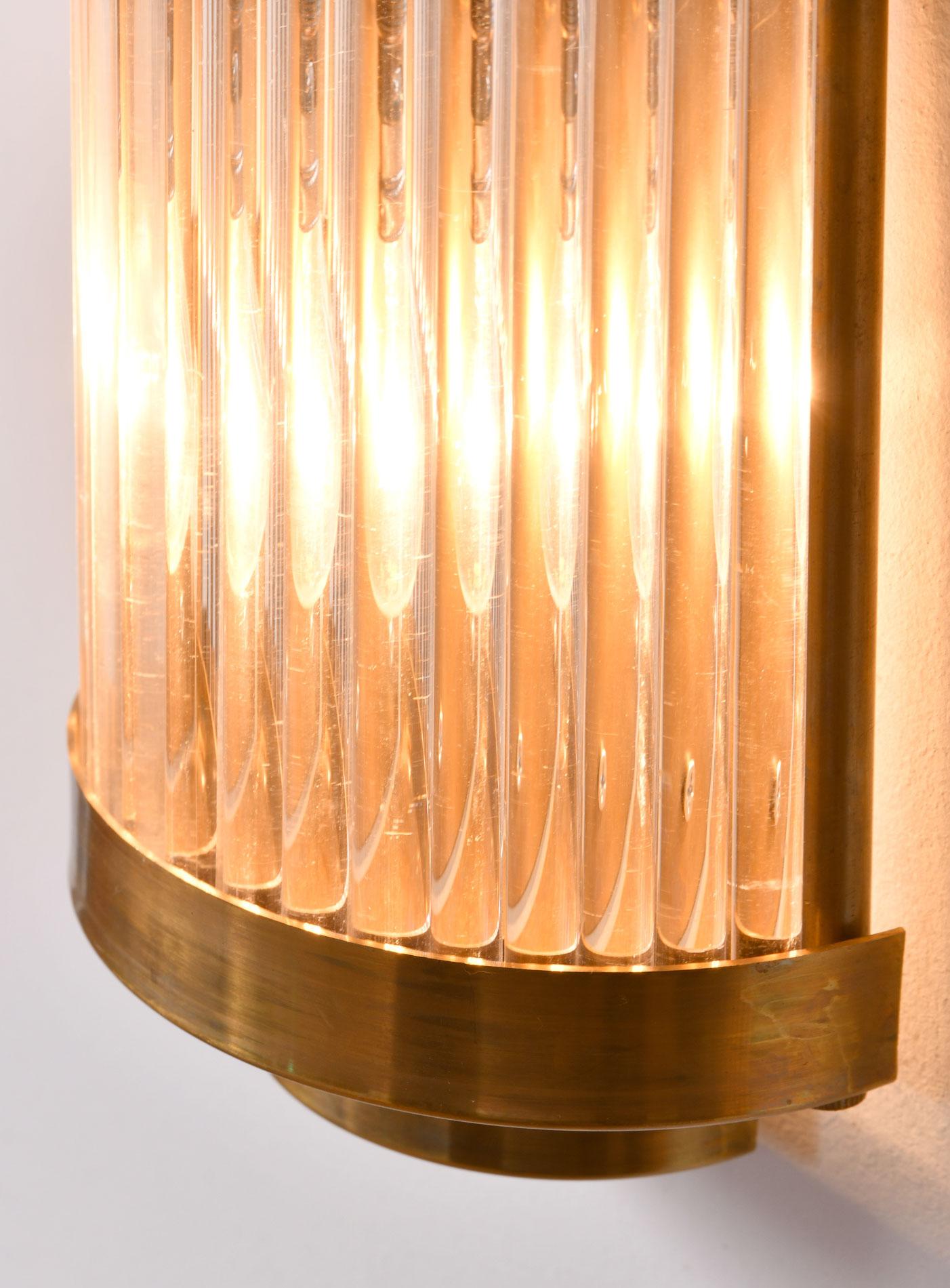 Pair of Medium Italian Brass Ravello Wall Lights with 3 Tier Detail For Sale 2