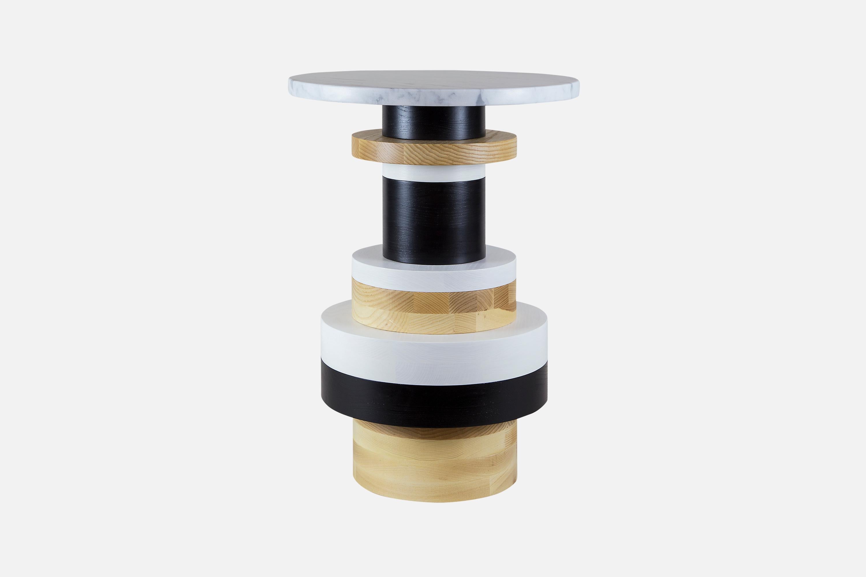 Modern Pair of Medium Sass Side Table from Souda, Small Marble Top, Made to Order For Sale