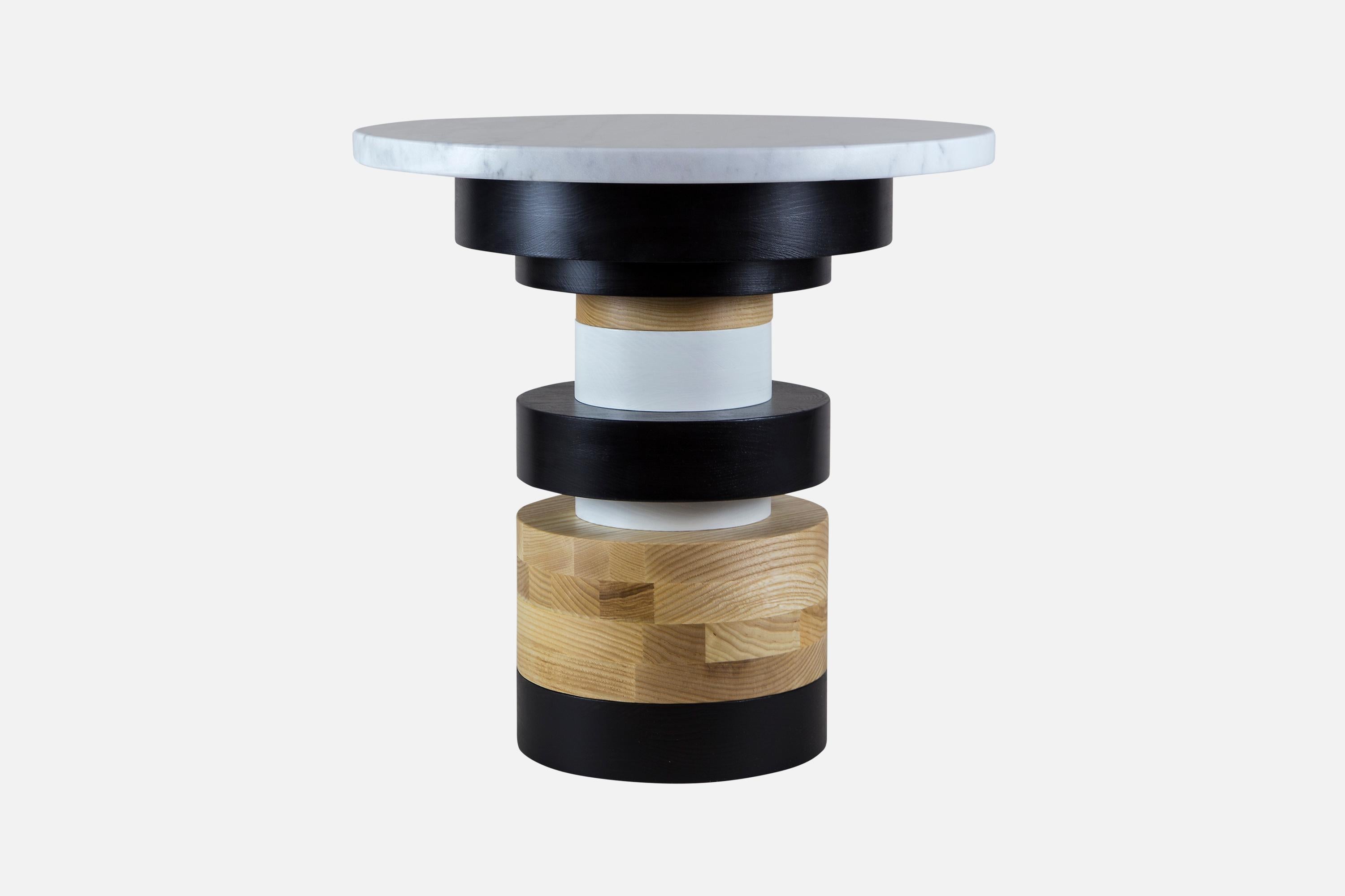 American Pair of Medium Sass Side Table from Souda, Small Marble Top, Made to Order For Sale