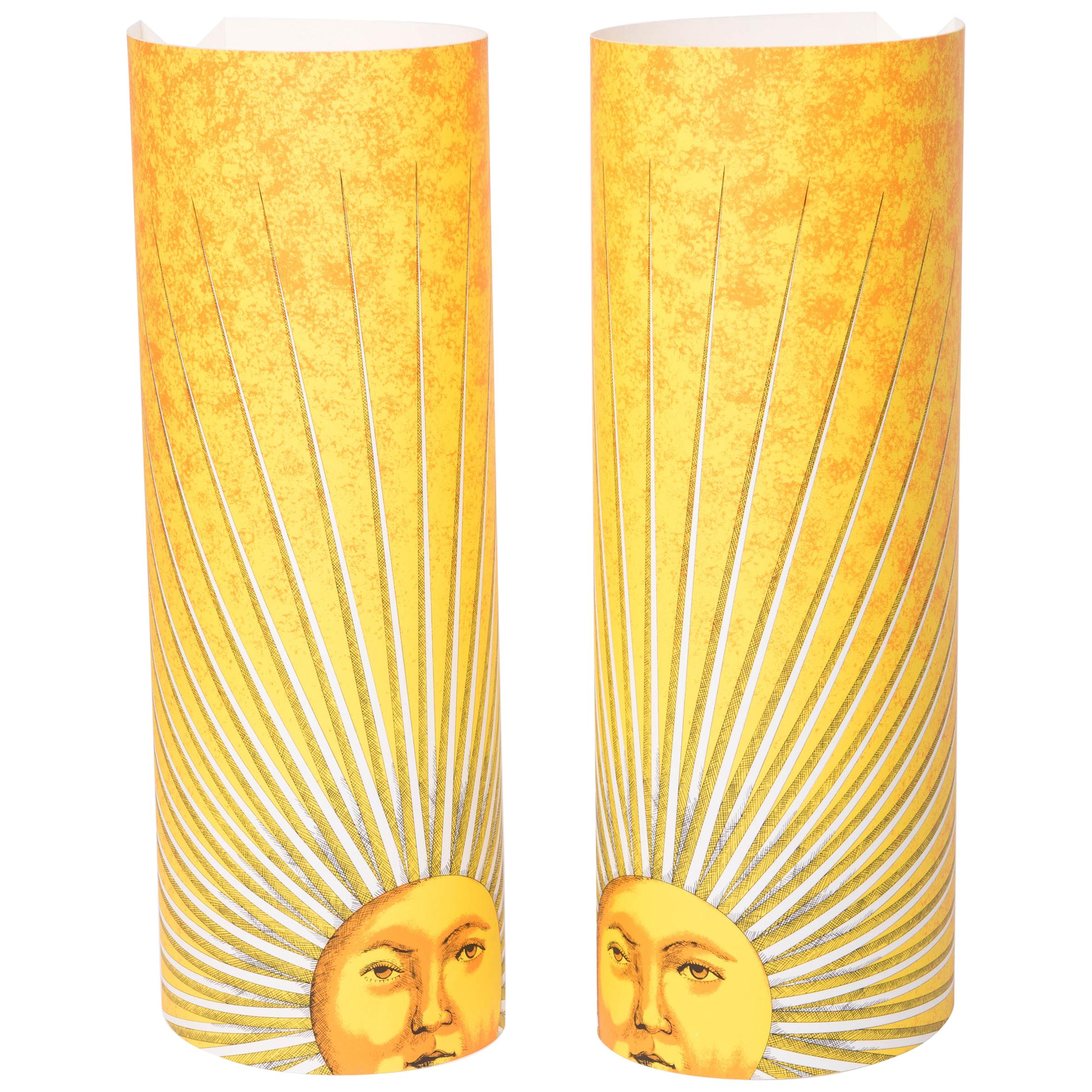 Pair of Medium Size Perspex Table Lamps "Sole" by Barnaba Fornasetti, Italy 1995 For Sale