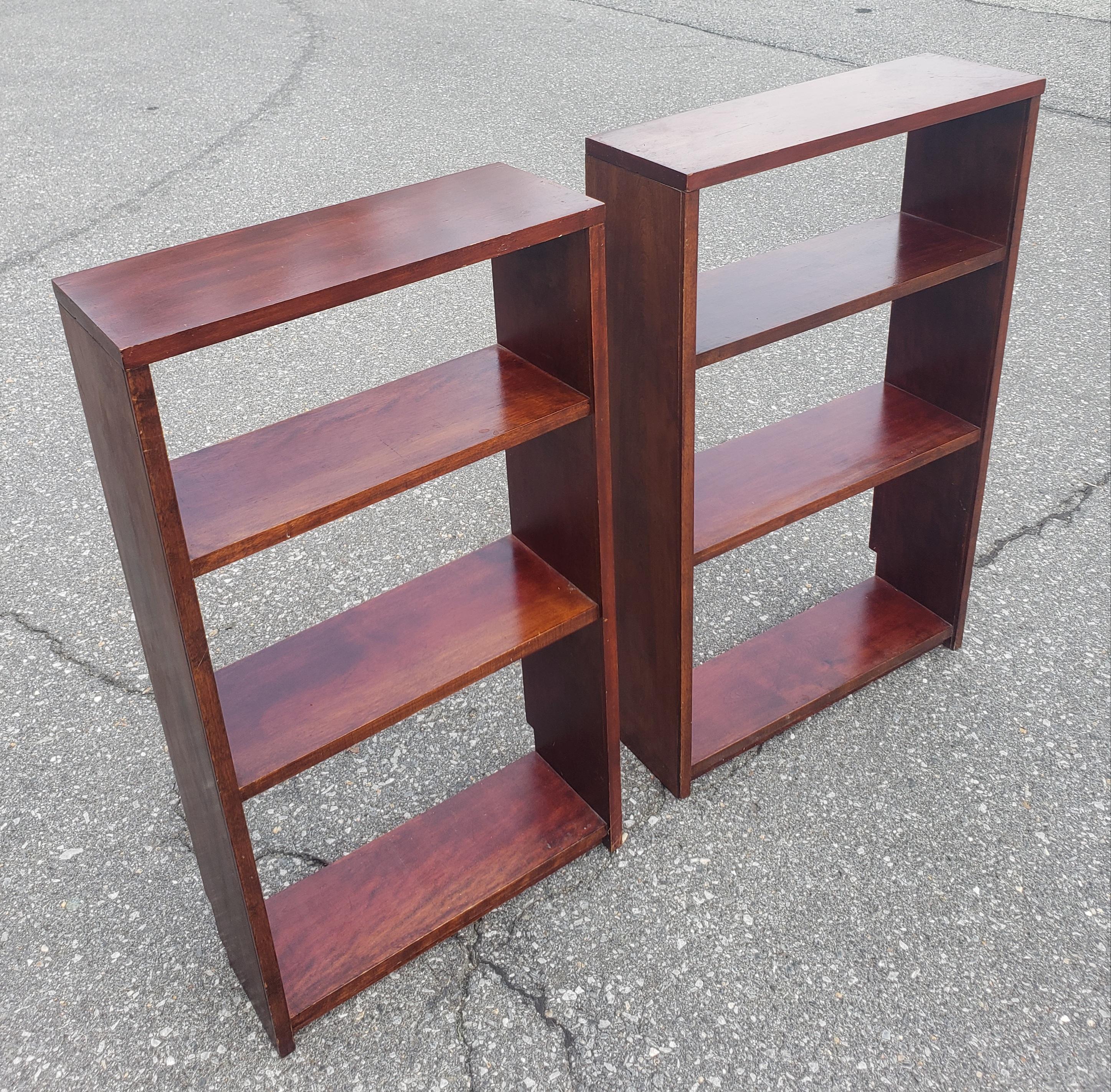 Pair of Medium Size Solid Cherry Open Bookcases In Good Condition For Sale In Germantown, MD