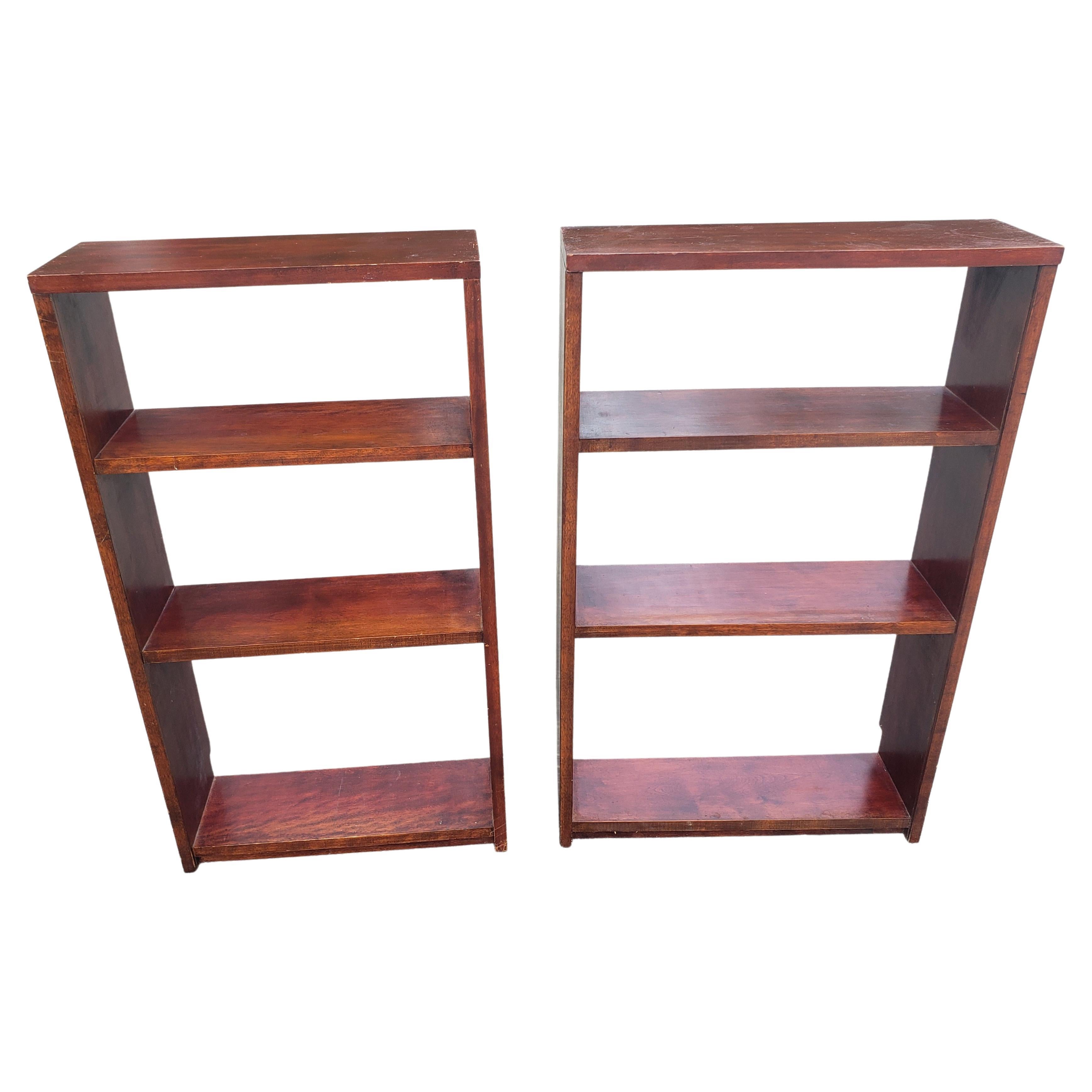 Pair of Medium Size Solid Cherry Open Bookcases For Sale