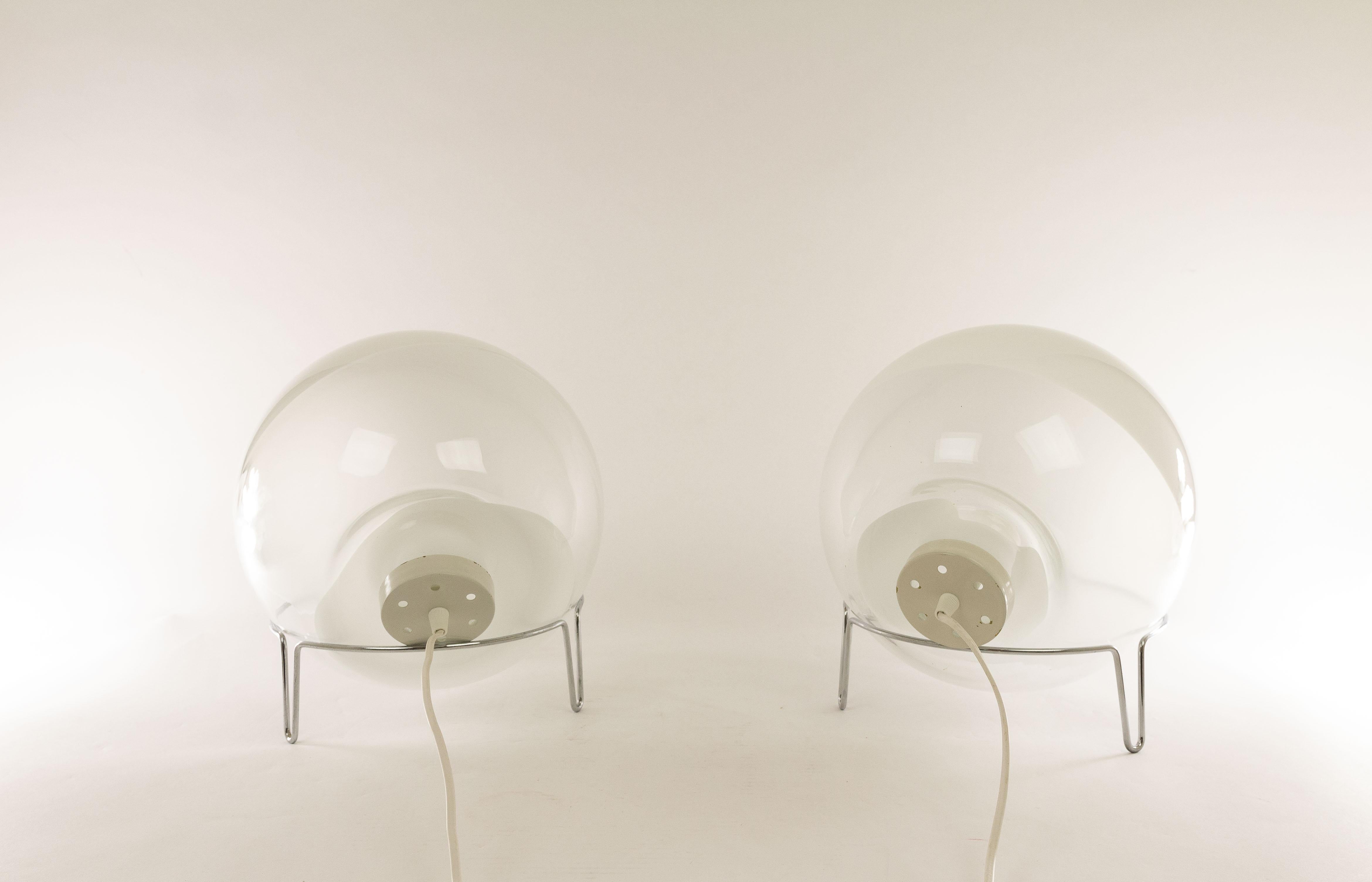 Italian Pair of Medium Sized Glass Table Lamps by Angelo Mangiarotti for Skipper, 1980s