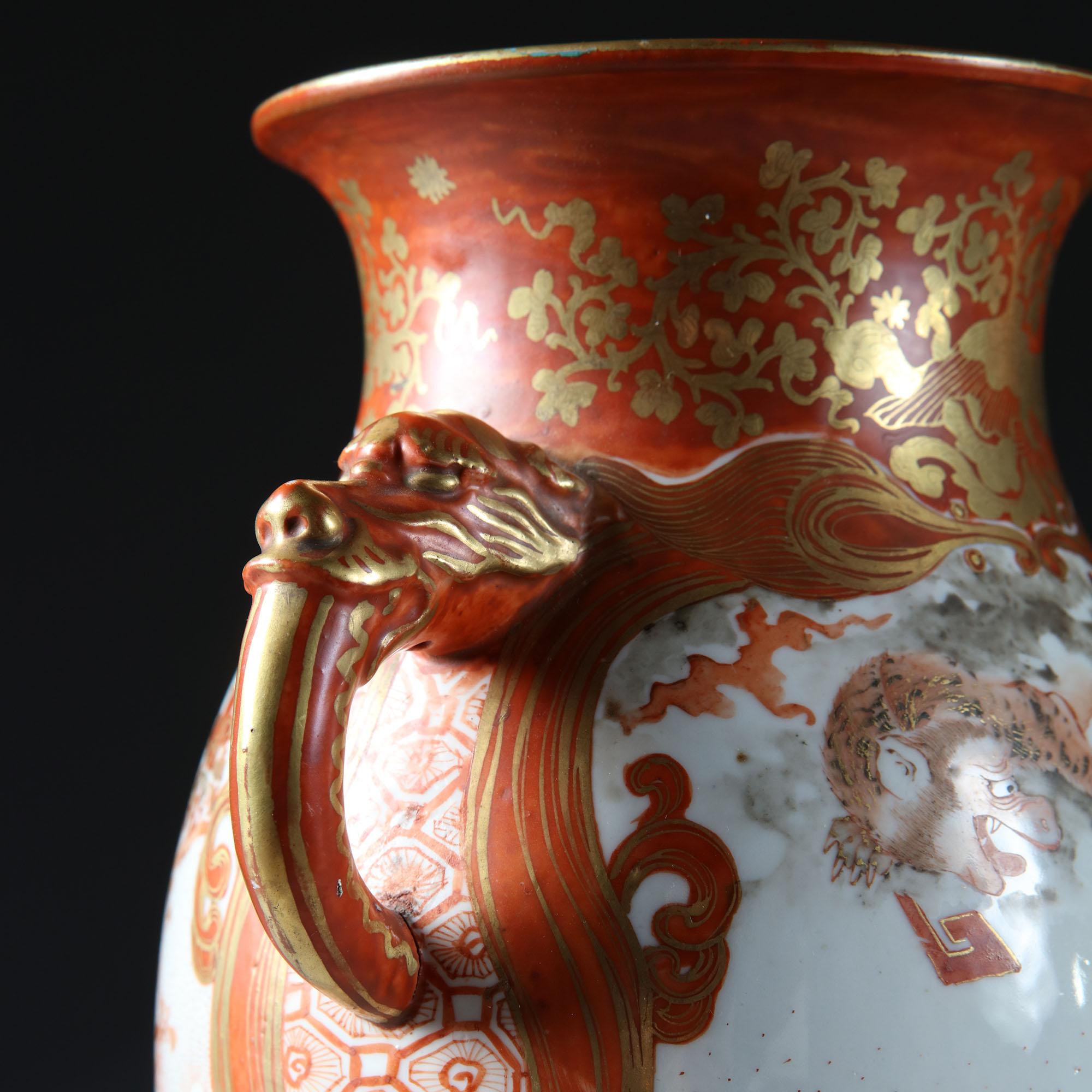 Pair of Meiji Japanese Satsuma Porcelain Lamps with Samurai 2