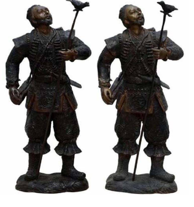 Royal House Antiques

Royal House Antiques is delighted to offer for sale matching pair of stunning rare example of a Japanese Hayabusa Samurai Meiji period (1868-1912) kings hunter made from solid bronzes

This sale is for the pair, they are in